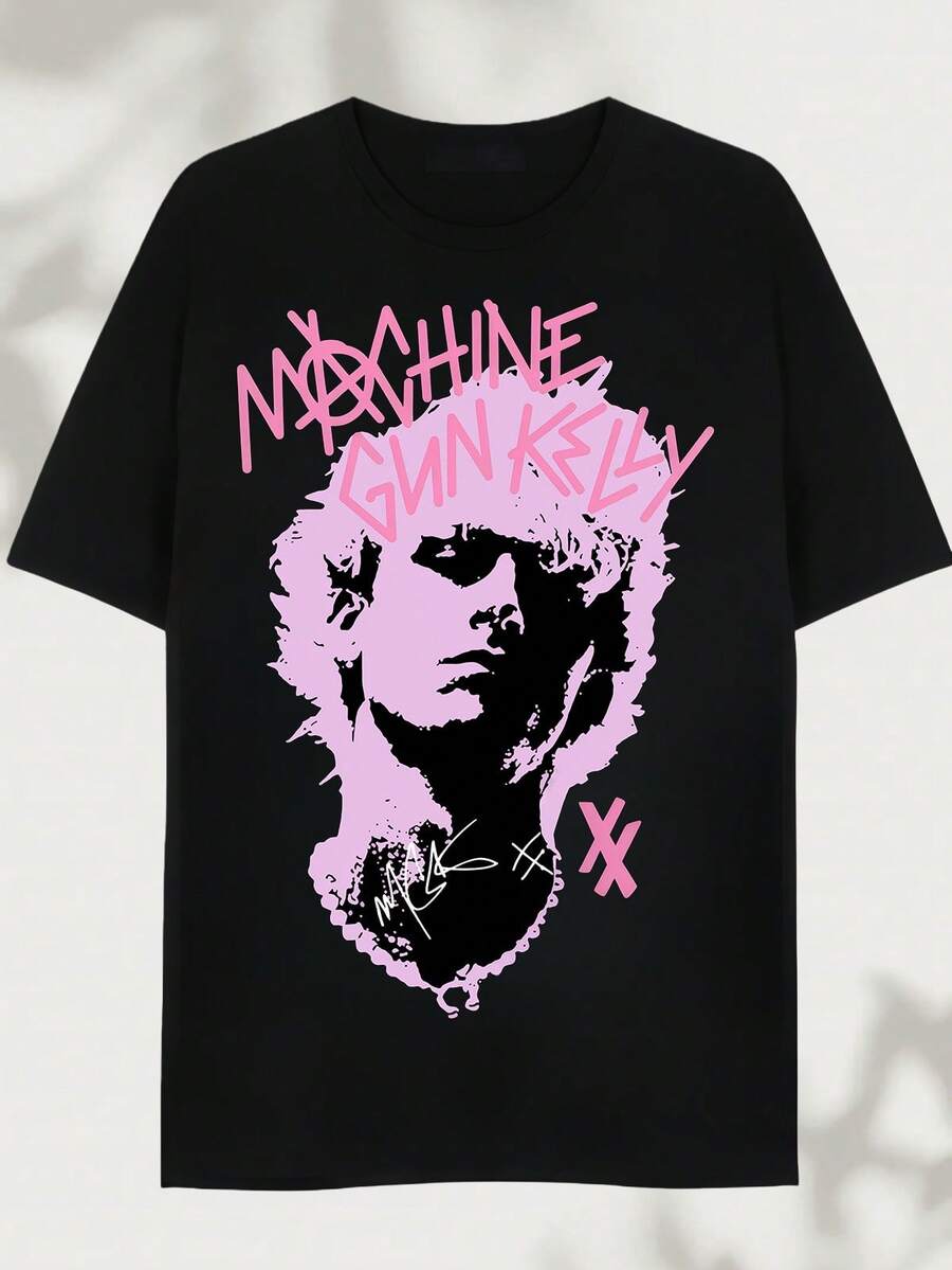 2026: Camiseta Machine Gunn, Camiseta MGK, Camiseta para Fãs de Gunn Kelly, Camiseta de Rap - Camiseta Estampada - Feita de puro algodão, é macia e respirável, adequada tanto para homens quanto para mulheres. É uma camiseta casual adequada para todas as estações e uma lembrança estilosa. Ideal para uso diário, entusiastas da moda urbana e amantes da música. - Preto - Ver 1
