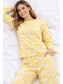 Women's Premium Ribbed Long Winter Pajamas - Amarillo - Ver 2