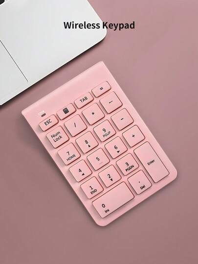 B038 Wireless Number Pads, Numeric Keypad Numpad 22 Keys Portable 2.4 GHz Financial Accounting Number Keyboard Extensions 10 Key For Laptop, PC, Desktop, Surface Pro, Notebook-Pink