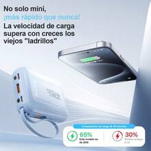 20000mAh Mini Power Bank, Batería Portátil con 2 Luces LED para Exteriores y Apagones - Powerbank que Carga 5 Dispositivos Simultáneamente - Cargador Portatil Incluye 4 Cables - Azul - Ver 5