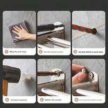 5钩不锈钢防锈毛巾杆，浴室淋浴架收纳架，可放置毛巾、浴袍、丝瓜络 - 銀色 - 查看 9