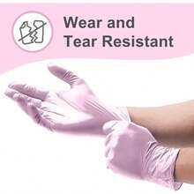 100只粉色一次性丁腈手套，不含乳胶，无粉，适用于厨房和办公室 - 粉紅色 - 查看 9