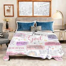1 pieza "Soy el hijo de Dios" Manta de felpa con fe, manta de franela con estampado, diseño de punto de poliéster suave, uso versátil, lavable a máquina, manta y manta esponjosa ideal para el hogar, viajes, exteriores, cálida y acogedora, adecuada para todas las estaciones - Multicolor - Ver 4