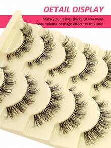 Rikuaild 5 Pairs Natural Look False Eyelashes - Transparent Band Natural Style Fake Lashes, Elongated Outer Corner Design For Natural Makeup Look - Reusable False Eyelashes, Suitable For Dates, Travel - Natural Lashes - View 4