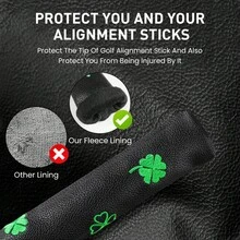 FINGER TEN Extra Large Golf Alignment Stick Cover 1 Pack, High-Quality PU Leather Cover With Stylish Design Fits 5–7 Alignment Rods, Durable Protective Sleeve For Practice & Travel - Four Leaf Style - View 6