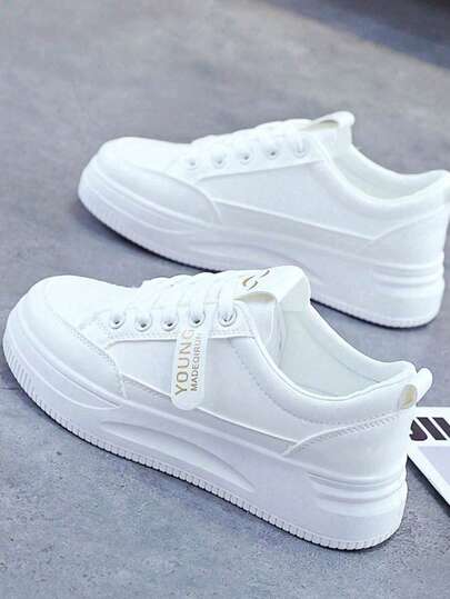 Zapatillas de Tenis Deportivas Casuales para Mujer: De PU y Tejido Transpirable, Suelas Gruesas, Suaves y Cómodas – Versátiles para Primavera y Otoño, Ideales para Fitness, Correr, Uso Casual y Actividades al Aire Libre