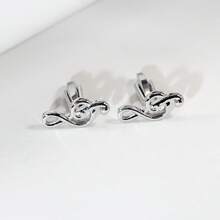 1 对简约纯铜音符袖扣，男士日常佩戴 - 銀色 - 查看 5