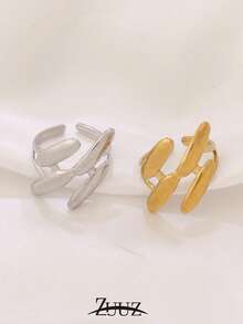 1pc Vintage Stainless Steel Ring For Women Smooth Geometry Open Ring Jewelry Gifts Suitable For Women Wear - Ring - View 3