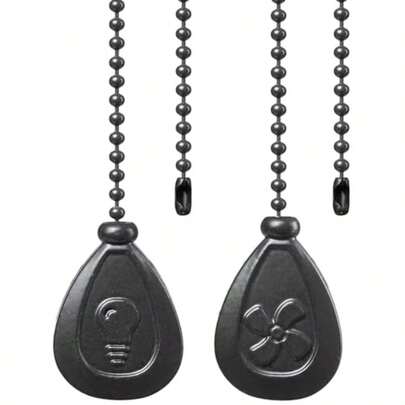 Ceiling Fan Pull Chain Extender 2-Pack 12 Inch Metal Pull Chains With Ball Connector Decorative Fan Chain Pulls For Ceiling Fan Lights ORB