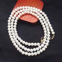 1pc Portable Phone Lanyard Crossbody Necklace, Beaded Pearl Phone Strap Handmade Chain - Multicolor - View 4