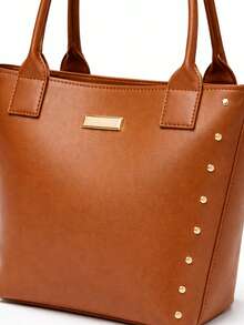 Large, Spacious, And Modern Women's Shoulder Bag For Work, Beach, And Everyday Use. - Camel - View 1