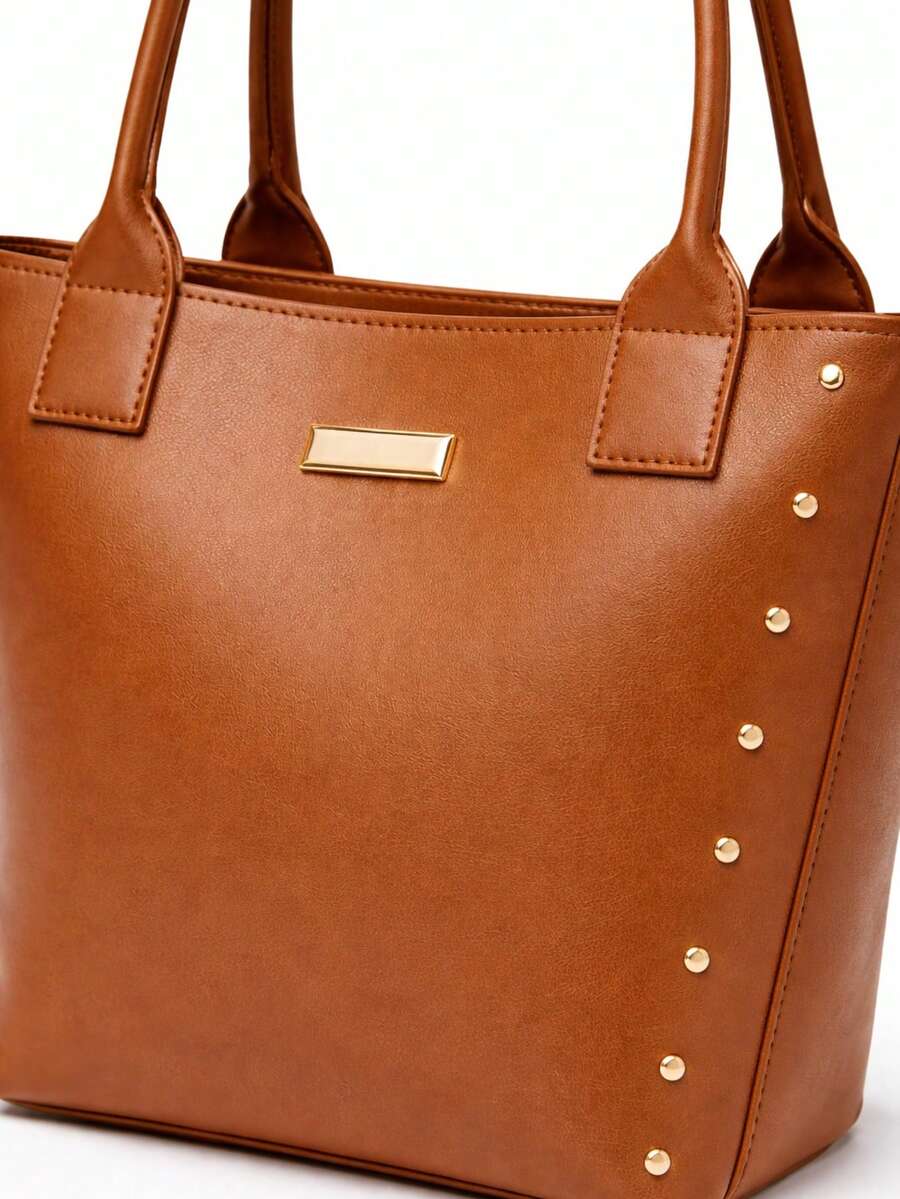 Large, Spacious, And Modern Women's Shoulder Bag For Work, Beach, And Everyday Use. - Camel - View 1