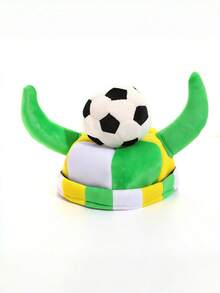 1顶足球派对帽 - 足球比赛帽 - 啦啦队帽 - 拍照道具牛头帽 - 节日庆典派对足球帽，新款斜角足球迷帽，可重复使用涤纶啦啦队帽，适合足球比赛和嘉年华活动 - 查看 9