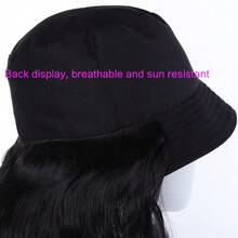 20英寸欧美女士时尚黑色渔夫帽，波浪形一体式假发帽，金色渔夫帽假发 - 彩色 - 查看 6