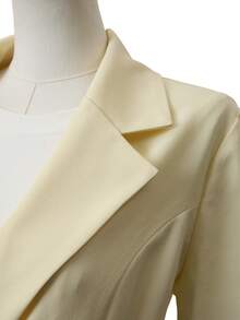 1 chiếc áo khoác blazer nữ thời trang đa năng, màu trơn, dáng rộng, có túi, cổ ve áo, nhẹ, thích hợp cho mùa xuân và mùa hè. - Màu vàng - Xem 7