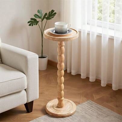 Wooden Candle Holder Side Table, Retro Corner Table, Luxury Mini Sofa Side Table, Movable Bedside Storage Rack