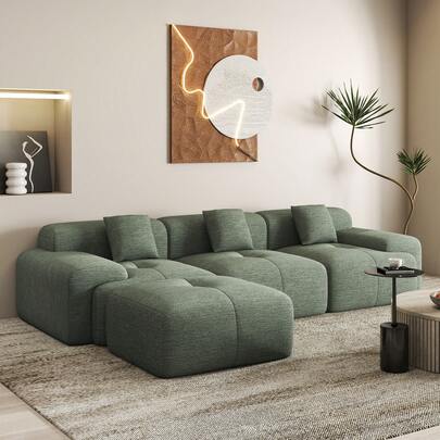 Nalupatio L-Shaped Chenille Modular Sofa Set, Cloud-Touch Anti-Pilling Fabric Upholstery, Breathable Skin-Friendly Material, Convertible Sectional Couch With 540kg Load Capacity, 72H High Resilience Foam Recovery, Ergonomic Deep Seats With Plush Cushions, Customizable Modular Configuration, Pet Friendly Wipe-Clean Fabric, Delivered In 2 Compact Boxes, Easy Assembly Corner Sofa For Family Living Room