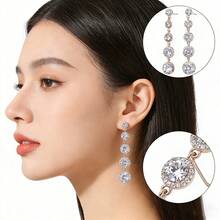 1 Đôi bông tai tròn dáng tối giản sang trọng, thích hợp cho các dịp hàng ngày, hẹn hò, tiệc tùng, đám cưới. - Bạc - Xem 8