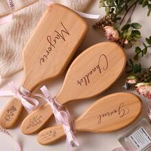 Personalisierter Bambuskamm, individueller Brautjungfern Haarkamm, Geschenk für Brautjungfern, ideales Geschenk für Brautparty, Geschenk für Mutter, Holzkamm mit eingraviertem Namen - Aprikosenfarben - Übersicht 9