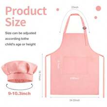 Chef Hat And Apron Set Adjustable 's Painting Apron And Chef Hat With 2 Pocket For Cooking Painting - Light Pink - View 2