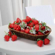 1-50pcs Artificial Strawberries, Lifelike Decorative Fake Strawberries, Red Realistic Faux Strawberry Fruit For Home, Kitchen, Holiday Party, Photography, Christmas Decor - Multicolor - View 9