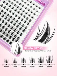 120 piezas de pestañas postizas en forma de C, estilo anime con púas, tallo transparente, natural y estilizado, estilo cómic, pestañas postizas en racimo de tallo transparente, pestañas postizas individuales DIY, racimo de pestañas postizas, pestañas postizas individuales - Ver 3