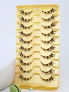 10 Pairs Criss-Cross Fishtail Invisible Band False Eyelashes, Fluffy Curly Faux Lashes, Handmade Delicate Design, Fit Eye Shape, Trimmable & Reusable - View 9