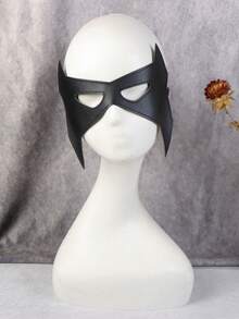 【暗黑英雄风】黑色PU皮尖头面具（1个）| 可调节绑带设计 | 万圣节/角色扮演/化装舞会必备 | 神秘拍照道具 - A - 查看 5