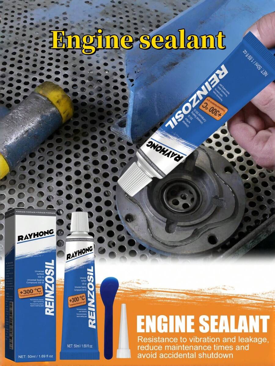 rayhong 发动机密封胶，汽车金属燃油箱油底壳垫片耐油耐热汽车维修密封胶粘合剂，快速固化，耐高温 - 50毫升 - 查看 1