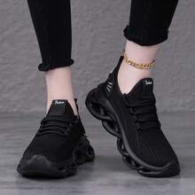 Ladies' Black Athletic Trainers | Breathable Mesh & Blade Sole | Non-Slip Running Shoes For Outdoor & Daily Wear - Black - View 2