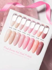 MEET ACROSS 8pcs/Set 7ml Nude Pink Gel Nail Polish Kit, HEMA TPO Free Semi-Permanent Soak-Off UV Gel Nail Polish Long-Lasting Durable DIY Nail Art Design Nail Care Set, Suitable For Summer Nails, Home And Salon Use - Multicolor - View 8