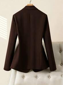 Maxi Lined Blazer, Open Dress Blazer With Pockets | Autumn & Winter - 咖啡棕 - 查看 2