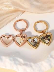 Llavero con colgante de corazón personalizado, llavero con colgante de foto en forma de corazón, colgante impermeable, colgante que se abre, regalo de Navidad para ella - Multicolor - Ver 8