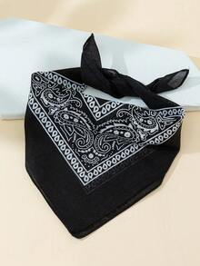 1pc Paisley Print Bandana Vintage Neckerchief For Rap Concert - Black - View 2