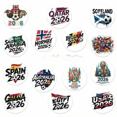 1pc 2026 World Cup Football Waterproof Sticker, Sports Event Decorative Sealing Sticker, New Year Gift, Valentine's Day Gift, Easter Gift [Random Style]