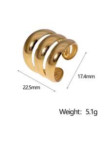 Nhẫn nữ bằng thép không gỉ hình tròn rỗng, kiểu punk, nhiều lớp, bản rộng, quà tặng trang sức lễ hội. - Vàng - Xem 9