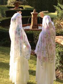 1/2 chiếc Khăn trùm đầu nữ tối giản in họa tiết hoa màu nước, khăn trùm đầu in hình sóng, khăn voan chiffon in kỹ thuật số màu nước, khăn choàng chống nắng đa năng, có thể dùng làm khăn trùm đầu, khăn quấn eo, khăn choàng, phù hợp cho mọi mùa, mặc hàng ngày. - Nhiều màu - Xem 2