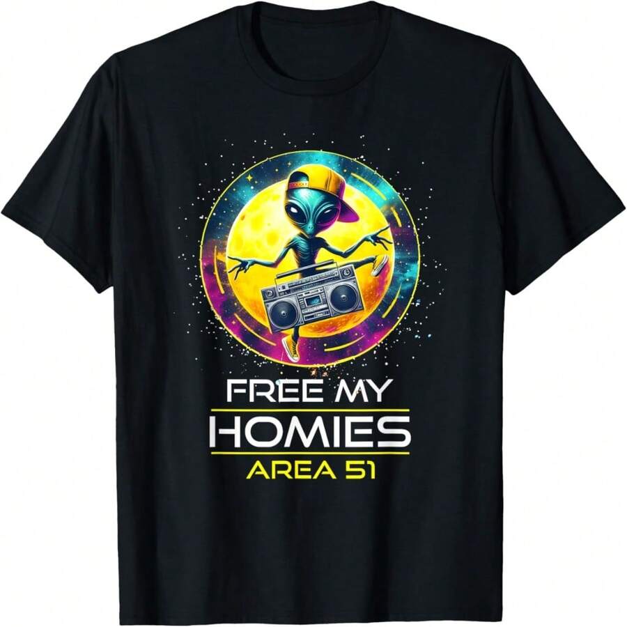 Alien Free My Homies Area 51 Funny Boys Kids Wo T-Shirt - Đen 1 - Xem 1