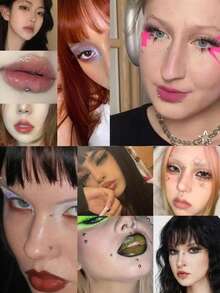 面部钢珠唇钉，331颗假鼻钉，眉钉，非穿孔鼻钉，银色肚脐贴纸，Y2K风格男女通用身体饰品，鼻环饰品 - 貼紙加工具 - 查看 3