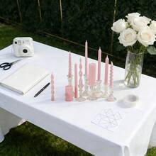 2pcs European Style Pink Scented Candle Set - Includes Various Designs Such As Large Spiral, Thick Twist, Thin Twist And Pointed Tip. Made Of High-Quality Soy Wax, Providing Lighting And Creating A Romantic Atmosphere, Suitable For Home Decor, Living Room Accents, Outdoor Occasions, Weddings, Festivals, Romantic Events, Also An Exquisite Gift For Women. - 2pcs - View 3