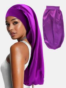 1pc Women's Long Hair Sleeping Cap, Suitable For Daily Use - Multicolor - View 23