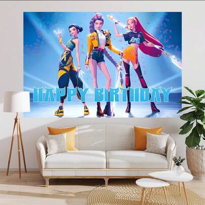 1pc K-POP Korean Girl Group Birthday Party Decoration Backdrop (210*150/150*100/100*75CM Luxurious Stage Photography Background, Suitable For Baby Shower, Cake Table, Theme Party Wall Decor, Birthday Party, Music Theme Party Supplies)
