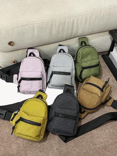 TIANDINGYU Bolsa de pecho de moda, unisex, bolsa pequeña minimalista, bolsa de teléfono a cuadros genial, bolsa de cintura casual de estilo callejero, bolsa de teléfono y monedero para ciclismo deportivo, regalo para vacaciones