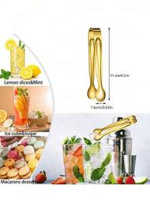 1/4/6/12pcs Square Sugar Cube Tongs, Gold Small Food Service Tongs, Bar Ice Tongs, Reusable Stainless Steel Tongs, Suitable For Desserts, Fruits, Candies, Cafes, Afternoon Tea, Parties, Home Kitchen, Restaurants, Outdoor Gatherings, Wedding Party Service - View 3