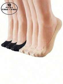 5 đôi/10 đôi tất nữ mỏng màu đen và màu da, không đường may, bằng nylon, phù hợp cho mọi mùa, thích hợp cho công sở, thường ngày, có thể phối với giày bệt, giày cao gót, giày thể thao, tuyệt vời cho đi làm, mua sắm, đi bộ, dự tiệc, mặc hàng ngày. Quà tặng Ngày của Mẹ. - màu đen - Xem 7