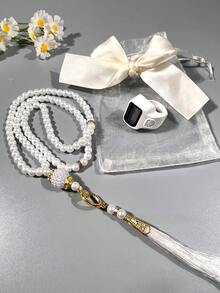 2串/套斋月祈祷念珠，99颗6毫米硅胶计数珠念珠，斋月礼品袋包装，计数器，仿珍珠珠电子计数器，斋月祈祷计数套装，男女通用 - 多色 - 查看 10