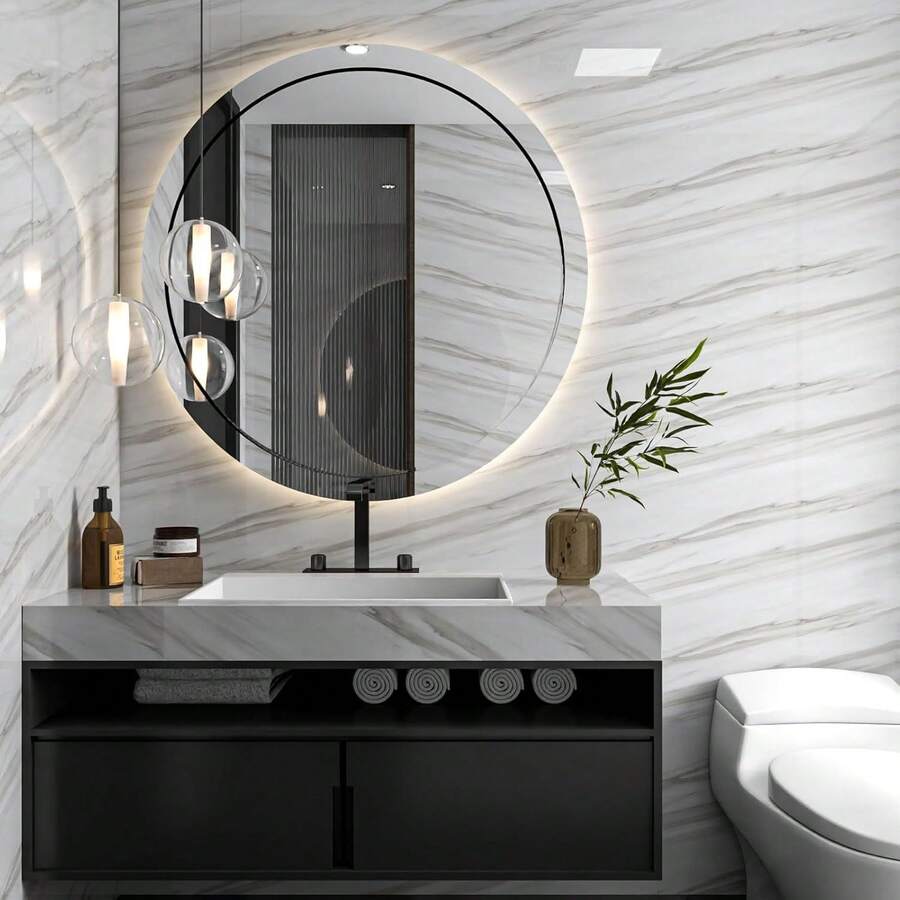 1卷厨房台面保护膜，防水、防油、耐热（450°F），自粘式，适用于覆盖厨房、橱柜、桌子、家具和大理石表面 - 自黏 - 查看 1