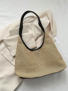 Handmade Woven Straw Bag For Women, Summer 2026 New Retro Versatile Large Capacity Shoulder Bag, Basket Bag - Black - View 3