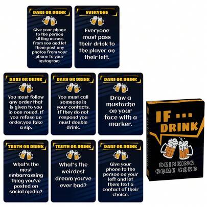 50张趣味“我爱啤酒”主题卡片，创意饮酒游戏，成人派对用品，互动桌面游戏卡片，节日聚会道具