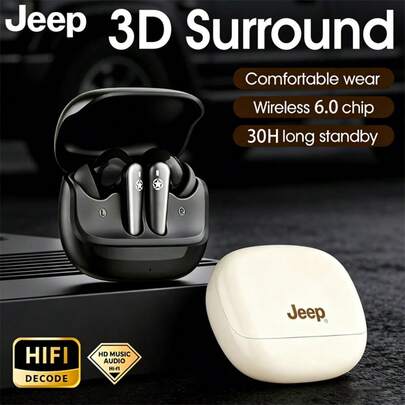  Jeep TWS Sport Wireless Earbuds 30 Hours Of Standby Time Earphones High Definition Surround Audio Headphones Feature Noise Cancellation Provide A Comfortable Fit With Touch Controls Daily Gift